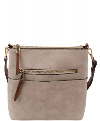 Fashion Zip Pocket Crossbody Bag LQF038-Z GRAY